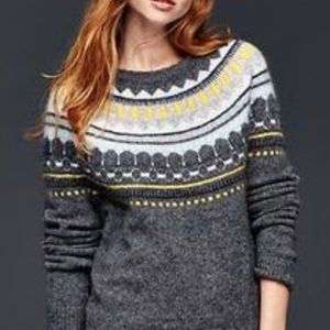 GAP Circular Fair Isle Charcoal Grey Sweater, XXL